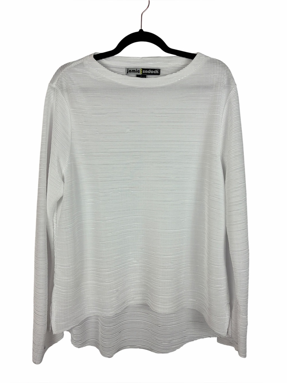 Jamie Sadock White Textured Pleated Long Sleeve Top Size Large Golf Resort
